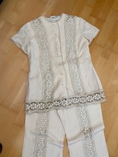 vintage Hosenanzug 2 teilig 70 er Jahre 38 creme Hochzeit Spitze