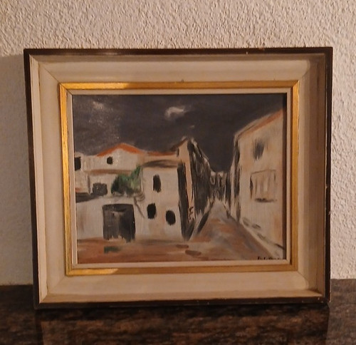 Gerahmtes gemälde stadtbild - gerahmtes,