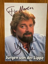 Jürgen von der Lippe handsigniertes Autogramm auf AK (10 x 15 cm) mit Widmung