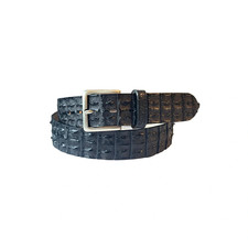 Krokodilleder Gürtel Schwarz 4 cm Echtleder Made in Italy Handarbeit Unisex Neu