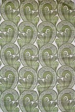 Vintage 70er Jahre Vorhang 60 70s Stoff Space Age 1v.2 Gardine fabric grün (ABP)