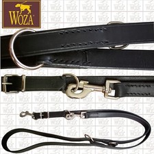 Premium Verstellbare Hundeleine WOZA Handgenäht Vollrindleder Runde Kanten FVB2X