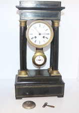 Antike französische Kaminuhr Tischuhr Säulenuhr , Pendule mit Glocke, Höhe 44cm