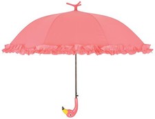Esschert Design Regenschirm Schirm FLAMINGO rosa Rüschen pink steht von selbst 