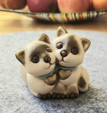 Thun Bozen Keramik Katzenpärchen sitzend Braun mit Gold Zustand: TOP!