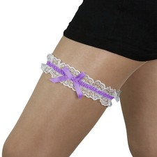 Strumpfband lila / weiß