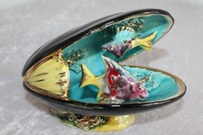 Vallauris Dekomuschel Miesmuschel Fische Majolika Majolica Keramik 50er 60er