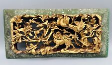 antike chinesische durchbrochene Holz Schnitzerei Holzrelief mit Goldlack China