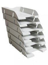 Briefablage lichtgrau  6 Stück A4-C4 stapelbar PET Dokumentenablage Schreibtisch