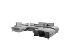 Ecksofa mit Schlaffunktion Luca Wohnlandschaft U-Form XXL Sofa Groß Gesteppt 23