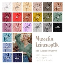 Musselin Meterware Leinenoptik