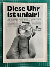 Junghans electronic Diese Uhr ist unfair! Original 1968 Vintage Werbung Reklame