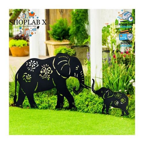 Gartenstecker elefant metall - gartenstecker,