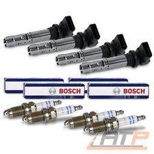 4x ZÜNDSPULE + 4x BOSCH ZÜNDKERZE FÜR AUDI SEAT SKODA VW GOLF 5 6 1.4 TSI TFSI