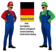 Herren Kostüm Super Mario Luigi Karneval Fasching Verkleidung Mütze Halloween