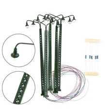 5X Modell Bahnleuchten Gittermastleuchte Spur H0 1:87 LED Licht Layout Lampen