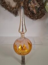 Alte kleine Tannenbaumspitze, gold/silbern, Glas,  ca. 17 cm hoch