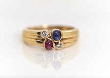 Gelbgold damenring saphir - gelbgold,