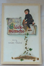 AK - Neu Jahr - Schlotfeger - Geld - Kind - gel.