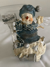 Vintage Schneemann Figur mit Spieluhr Winter Weihnachten,Größe 9 cm B x 12 cm H,
