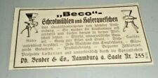 Kleine alte Reklame Werbung Bender Naumburg Schrotmühlen Landwirtschaft