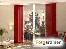 Fotogardinen London, Schiebevorhang Schiebegardinen 3D Fotodruck, Maßanfertigung