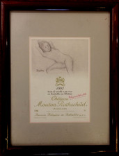 Weinetikett Chateau Mouton Rothschild 1989, Balthus, gerahmt unter Glas