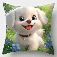  Kissenbezug Kissenhülle Dekokissen Kinder Märchen   Hund Welpe 45x45cm 