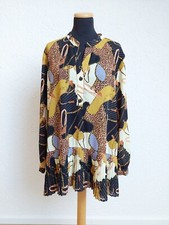 Schwarz gelb creme abstrakte Tunika von Zara, Gr. XXL