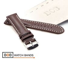 BOB KALBLEDERUHRENARMBAND kompatibel mit Breitling Fliegeruhr DUNKELBRAUN 20 mm