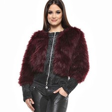 Damen Kunstpelz Jacke Jeans