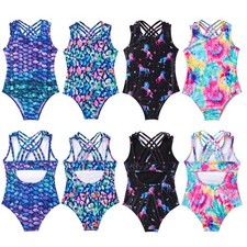Kinder Mädchen Beachwear Ärmellos Badeanzug Backless Bademode Bathing Suit Yoga