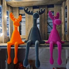 3 x Flock Elch Figur sitzt