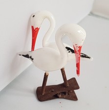 2 Störche auf Zwicker alter Christbaumschmuck aus Glas Weihnachten Storch #035