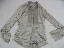 MR MRS Italy schöne Seidentunika m. Rüschen hellbraun Gr. S TOP BI119