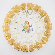 Meissen Zierteller mit Goldrelief & Blumen – 1. Wahl, handbemalt, ca. cm