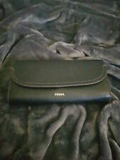 Fossil Cleo Clutch Leder Damen Geldbörse Klappe Schwarz NEU