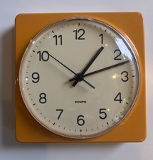 Krups Quarz  Uhr Küchenuhr Wanduhr Gelb Vintage 70iger