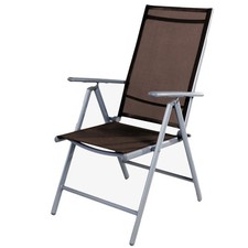 Gartenstuhl Klappstuhl Hochlehner Alu Textilen 7- Positionen Silber/Schokobraun