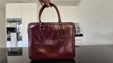 TOP Aigner VINTAGE Oxblood Leder Laptop Aktentasche 70er 80er
