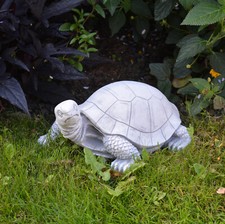 Schildkröte Steinfigur H.12 cm 17 x 25 cm 5 kg Grau Weißbeton frostsicher
