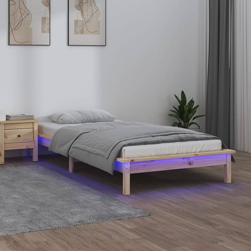 Massivholzbett mit leds - mit,