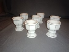 7 Eierbecher Leonardo San Marco Gallo Villeroy& Boch Weiß Schwarze Streifen