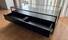 Moderner Couchtisch von Casavanti, Metalltisch mit Glasplatte und Schubladen TOP