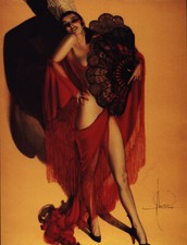 Spanish Dancer Girl Rolf Armstrong Fächer Fan Flamenco Kunst Pin Up Platte 014