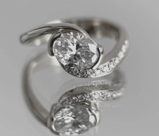 950 Platinum Damen Ehering 1.70 Karat Oval Schliff Künstlicher Diamant