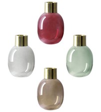 IHR Glasvase Goldrand Metall