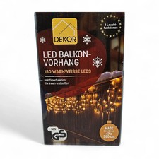 DEKOR LED Balkon Vorhang Lichter kette 150 Warm weiß LEDs Fernbedienung Garten