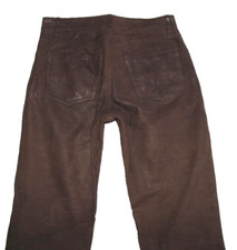 SPECKIGE RABERG Herren- LEDERJEANS / Nubuk- Lederhose in dkl.- braun W33"/ L36"