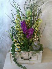 * Künstl. GrünGesteck*Shabby*HolzSchublade* "Frosch im Grünen" Frühjahr*